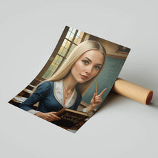 Plakat przedstawiający blond nauczyciela w produkcie Karykatura nauczyciela