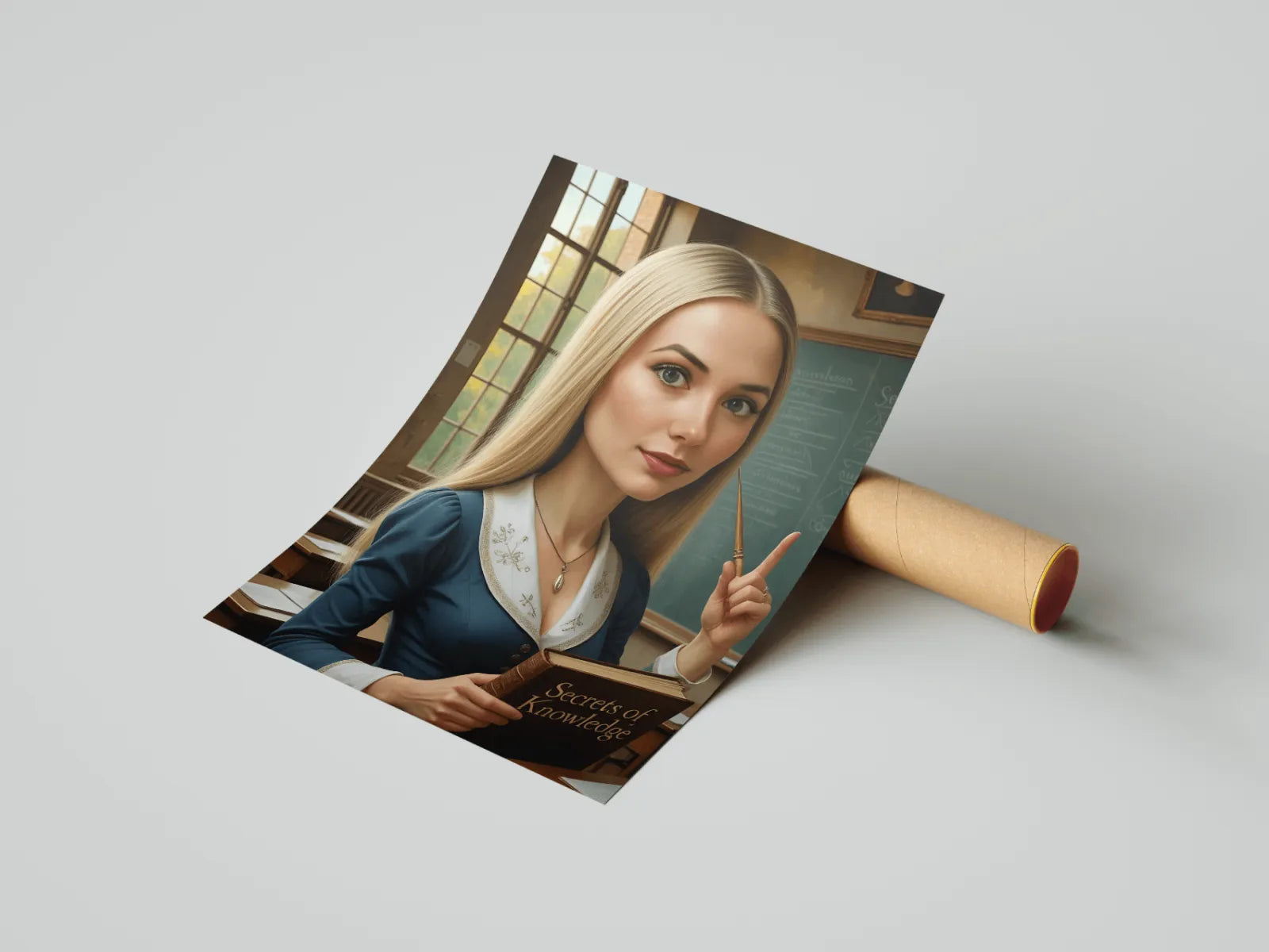 Plakat przedstawiający blond nauczyciela w produkcie Karykatura nauczyciela