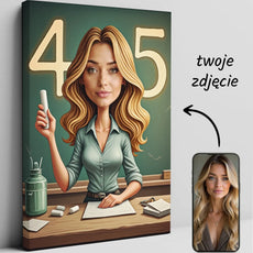 Personalizowany rysunkowy portret nauczycielki na produkt Karykatura nauczycielki
