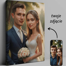 Portret ślubny na płótnie Karykatura Pary Młodej idealny na prezent