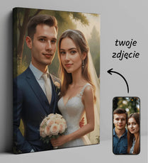 Portret ślubny na płótnie Karykatura Pary Młodej idealny na prezent