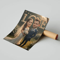 Karykatura Pary Młodej na prezent ślubny w stylu rysunkowym