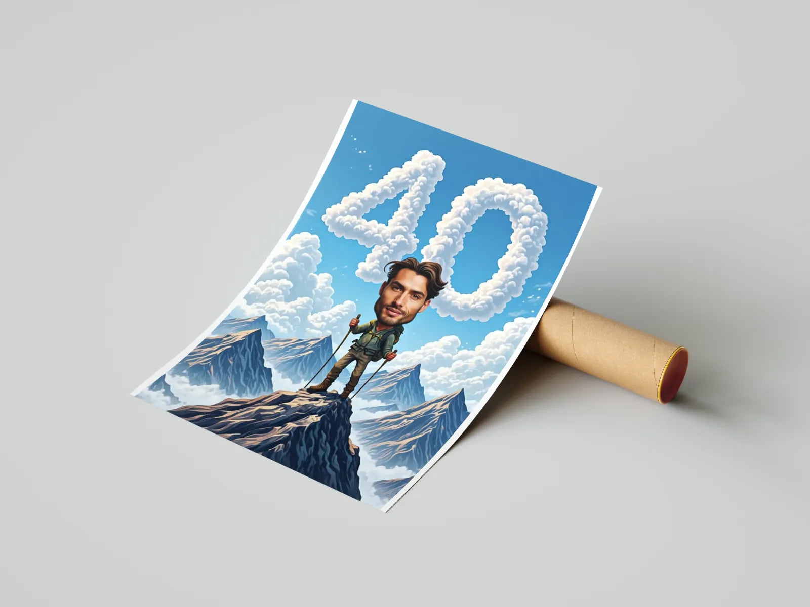 Karikatura na 40 urodziny prezent dla alpinisty górskiego w Karykatura Pasjonata Gór