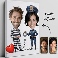 Caricatura canvas print Karykatura Policjantka i Złodziej idealny na rocznicę małżeństwa