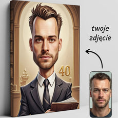 Karykatura prawnika na płótnie, idealny prezent urodzinowy dla prawnika