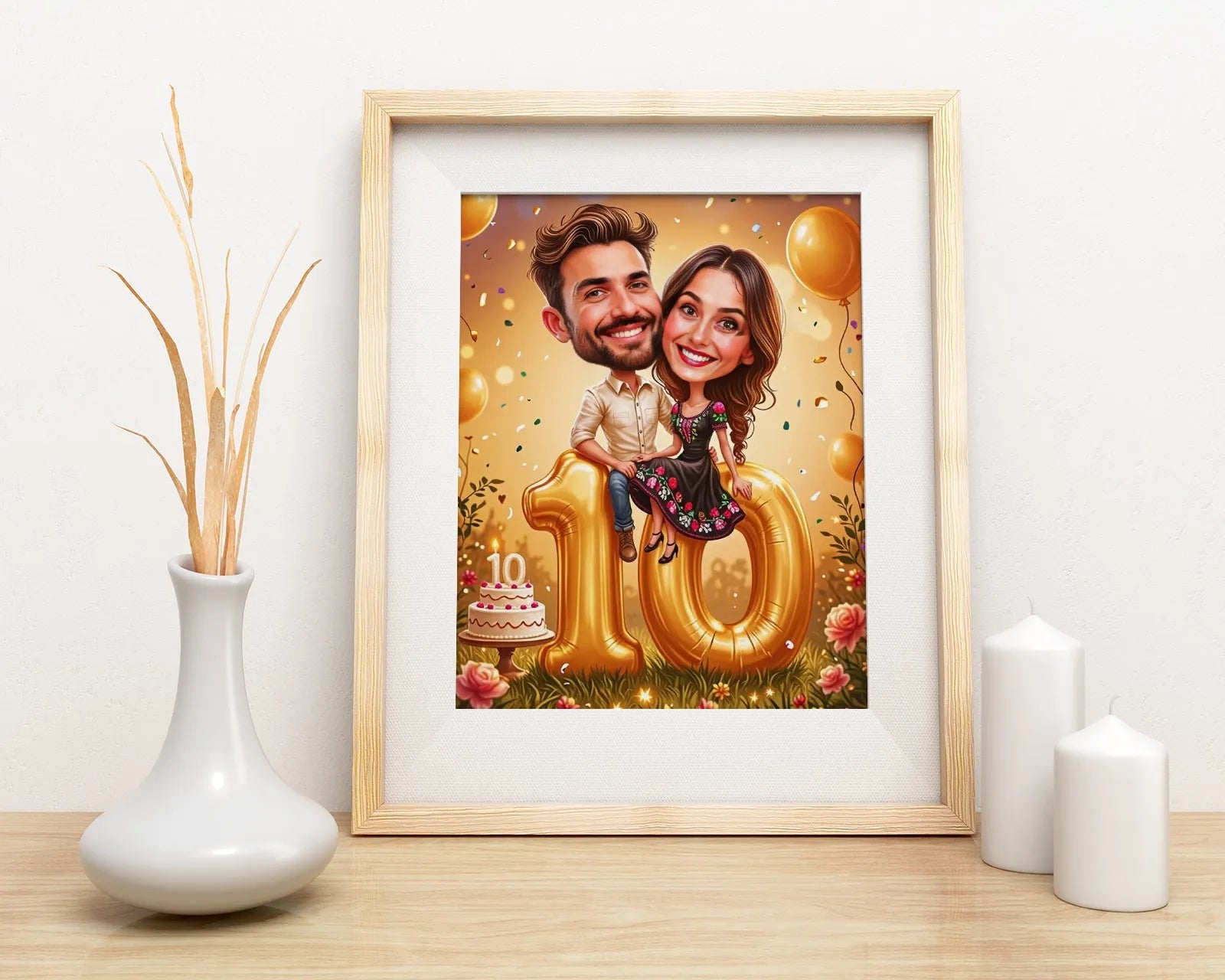Framed caricature print for Karykatura na rocznicę ślubu ze zdjęcia