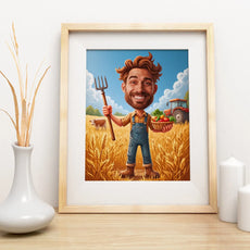 Framed cartoon farmer print from Karykatura Rolnika - praktyczny prezent