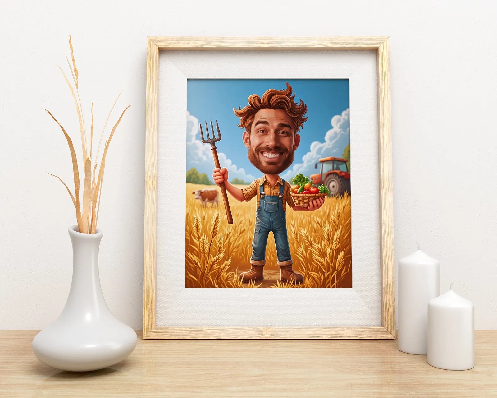 Framed cartoon farmer print from Karykatura Rolnika - praktyczny prezent