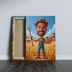 Farmer cartoon canvas print from Karykatura Rolnika - praktyczny prezent