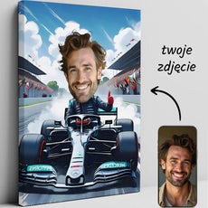Karykatura Formuły 1 na płótnie - unikalny prezent dla fana F1