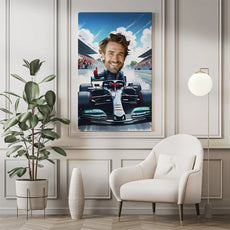 Framed Formula 1 caricature, ideal gift for F1 fans - Karykatura w samochodzie formuła 1