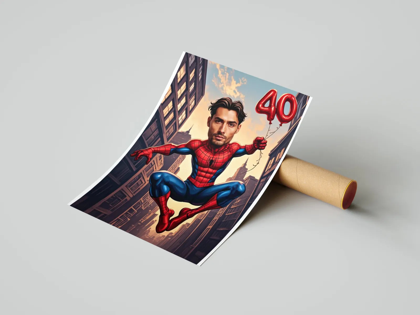 Spiderman-tematyczny plakat urodzinowy z Twoją twarzą na superprezent na urodziny