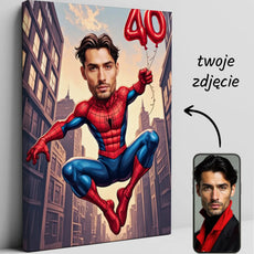 Spersonalizowana kanwa z postacią Spider-Man i Twoją twarzą, idealny prezent urodzinowy