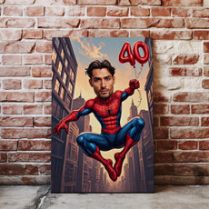 Caricatura Spider-Mana na canvasie z Twoją twarzą jako unikatowy prezent urodzinowy