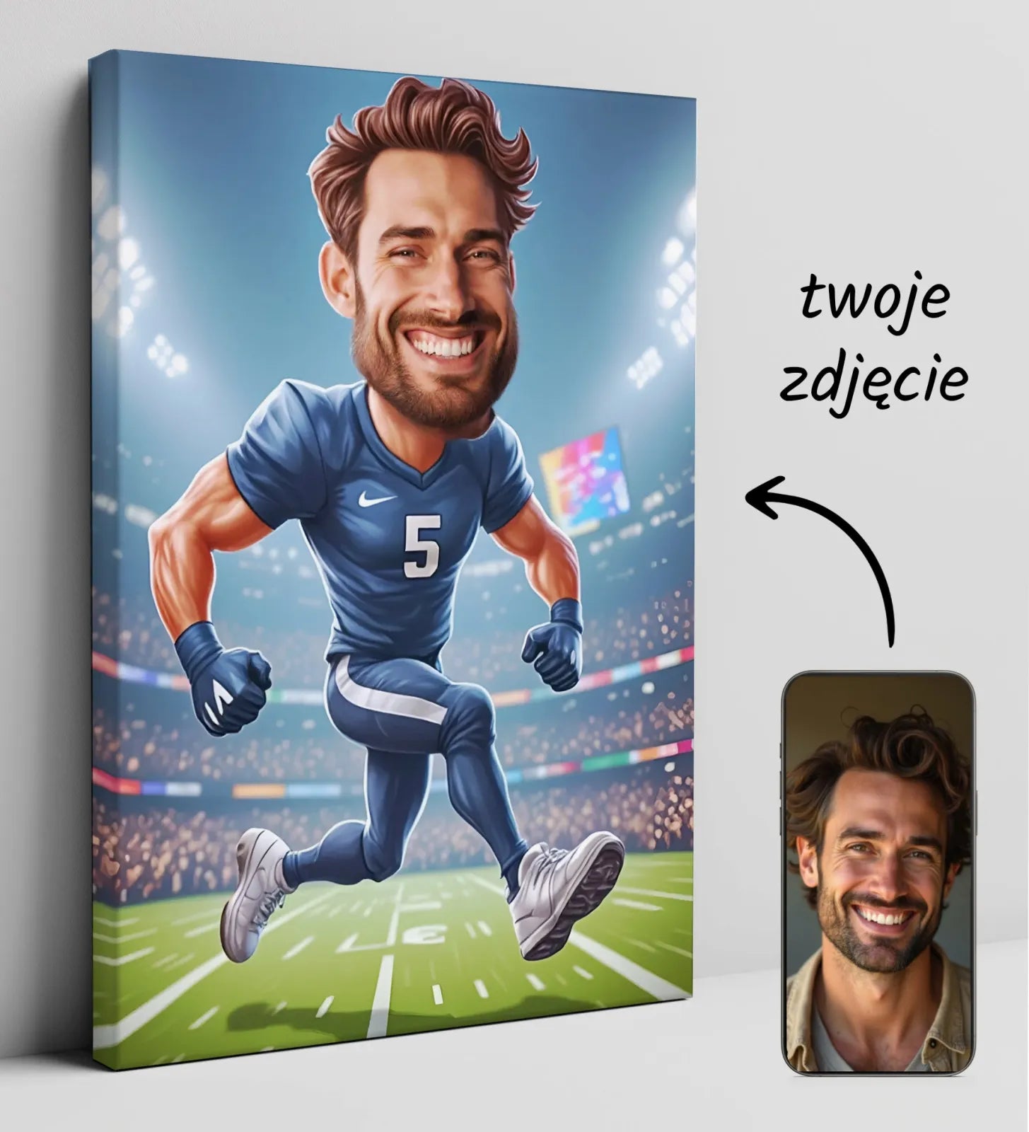 Caricatura piłkarza na płótnie w prezencie Karykatura Sportowca