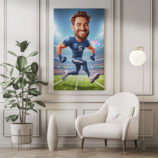 Framed football player caricature from Karykatura Sportowca - śmieszny prezent