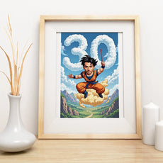 Framed cartoon birthday art for Dragon Ball anime fan gift in Karykatura style