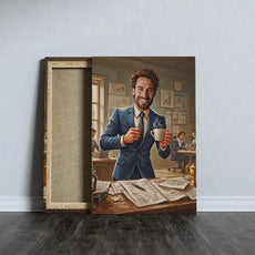 Canvas print of a smiling businessman in Karykatura Szefa original gift