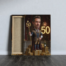 Canvas print caricature for a man’s birthday celebration