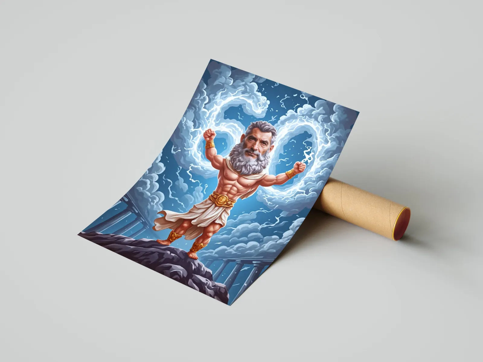 Zeus-themed birthday poster for husband’s birthday gift at Karykatura na urodziny dla męża