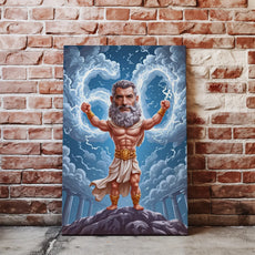 Zeus karikatura z błyskawicą na prezent urodzinowy dla męża Męża Pana Olimpu