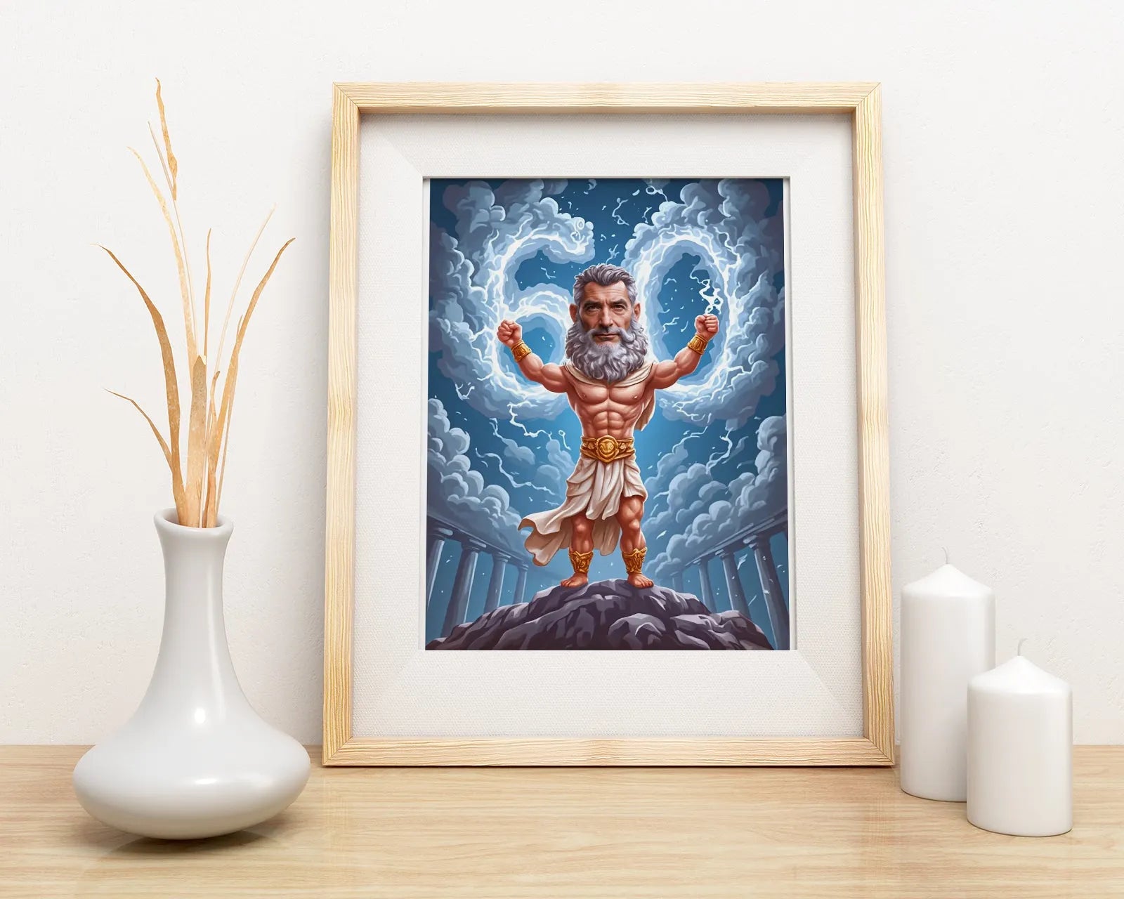 Framed Zeus caricature from Karykatura na urodziny dla męża for Mąż Pan Olimpu