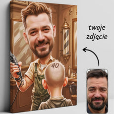 Karykatura ze zdjęcia - oryginalny prezent dla barbera na płótnie