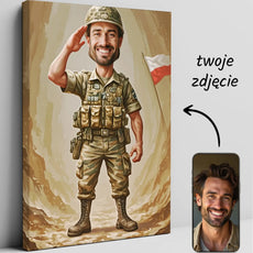 Karykatura Żołnierza na płótnie – unikalna pamiątka artystyczna