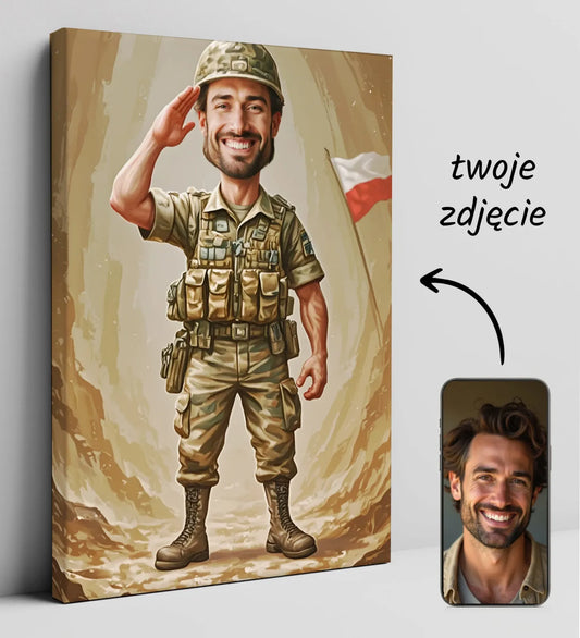 Karykatura Żołnierza na płótnie – unikalna pamiątka artystyczna