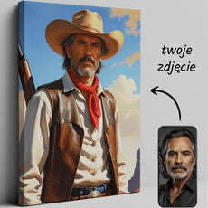 Personalizowany portret kowboja na płótnie Kowboj na Dzikim Zachodzie