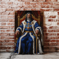 Royalny portret na płótnie Król na tronie w eleganckiej aranżacji wnętrza