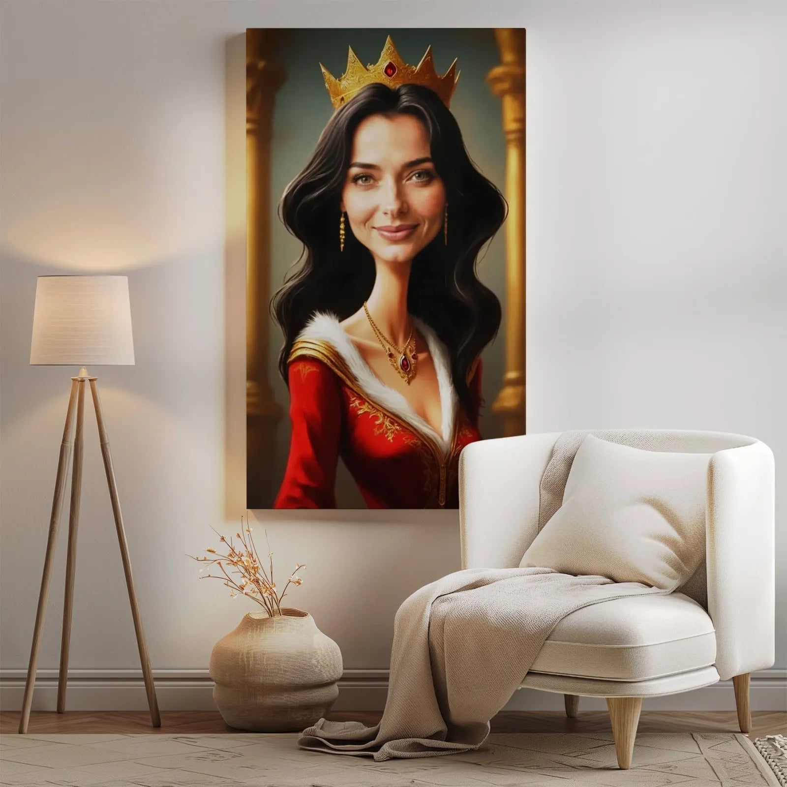 Ażurowy portret Królowej w stylu malarskim w eleganckiej ramie