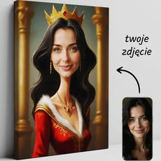 Personalizowany portret królowej na płótnie w stylu malarskim