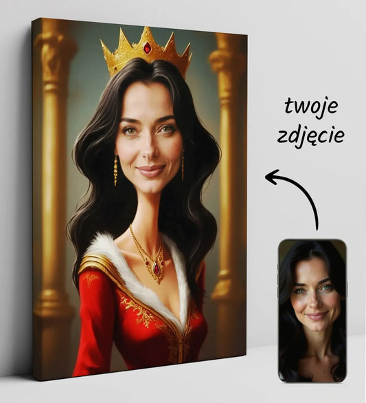 Personalizowany portret królowej na płótnie w stylu malarskim