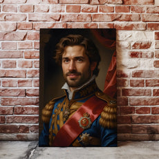 Portret mężczyzny w królewskim stroju, elegancka dekoracja ścienna