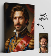 Personalizowany portret królewski na płótnie dla mężczyzny w stylu eleganckim