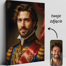 Portret mężczyzny w królewskim stroju, doskonały do dekoracji wnętrz