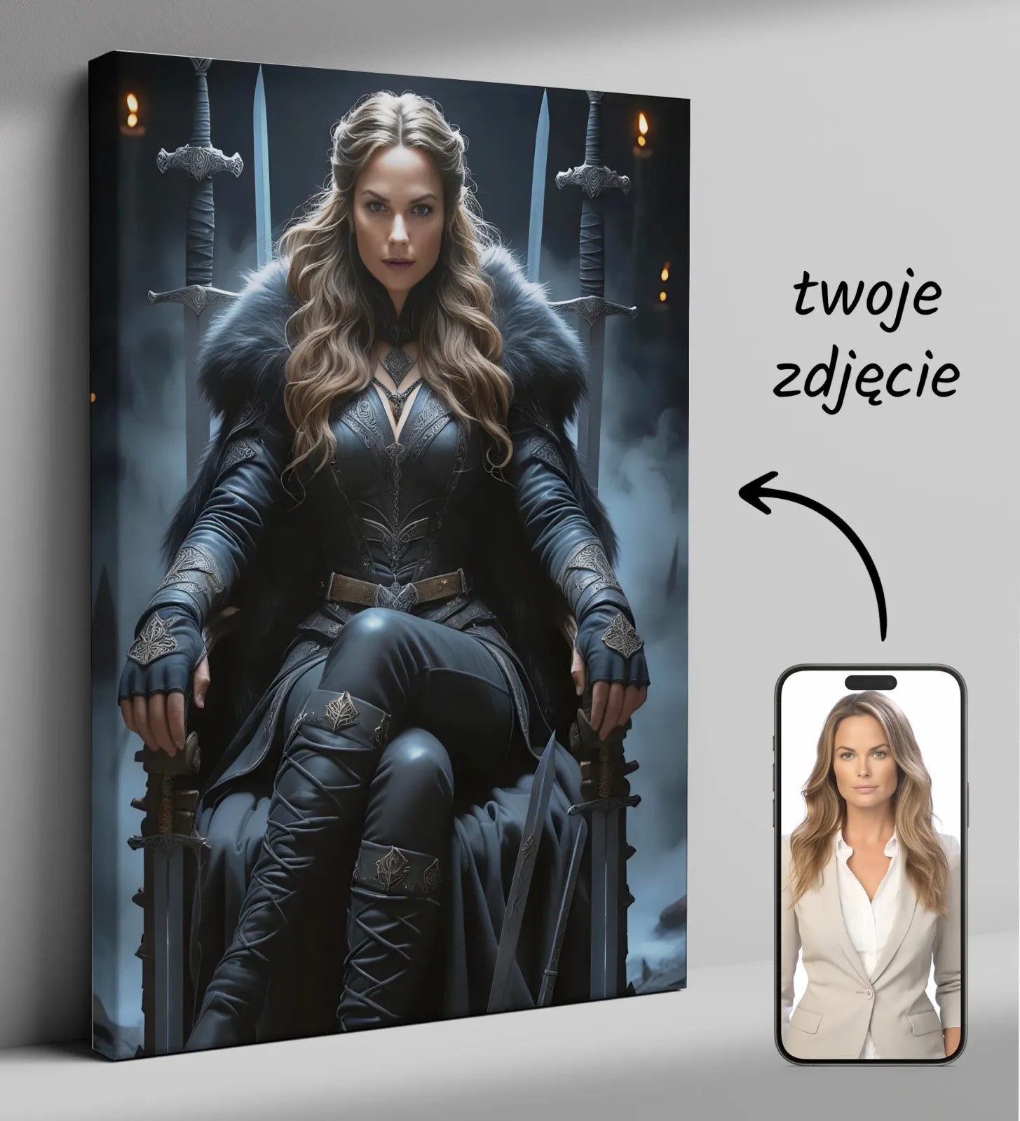 Personalizowany portret fantasy na płótnie Królowa Północy