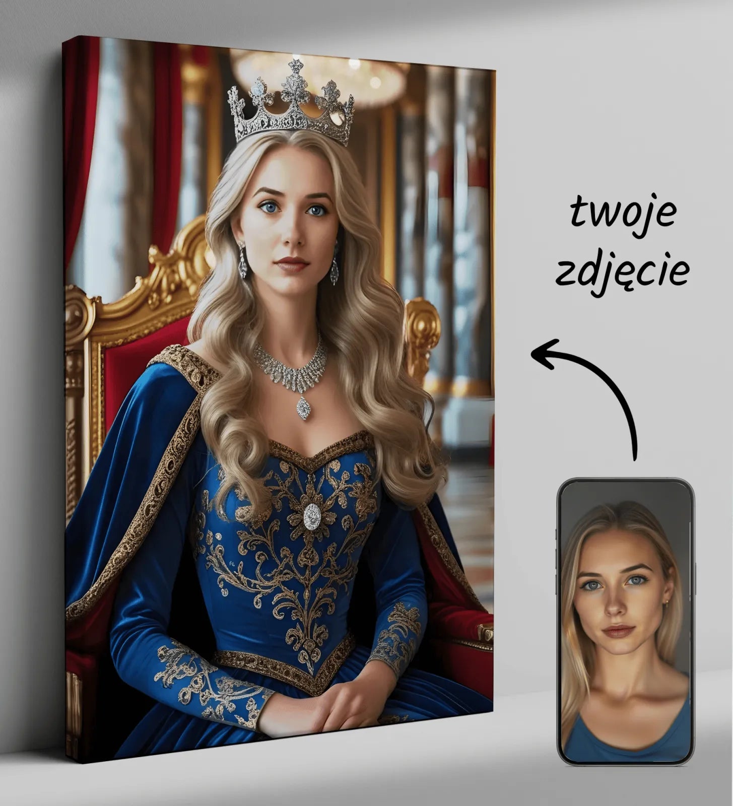 Personalizowany portret królewski na płótnie Księżniczka Aleksa