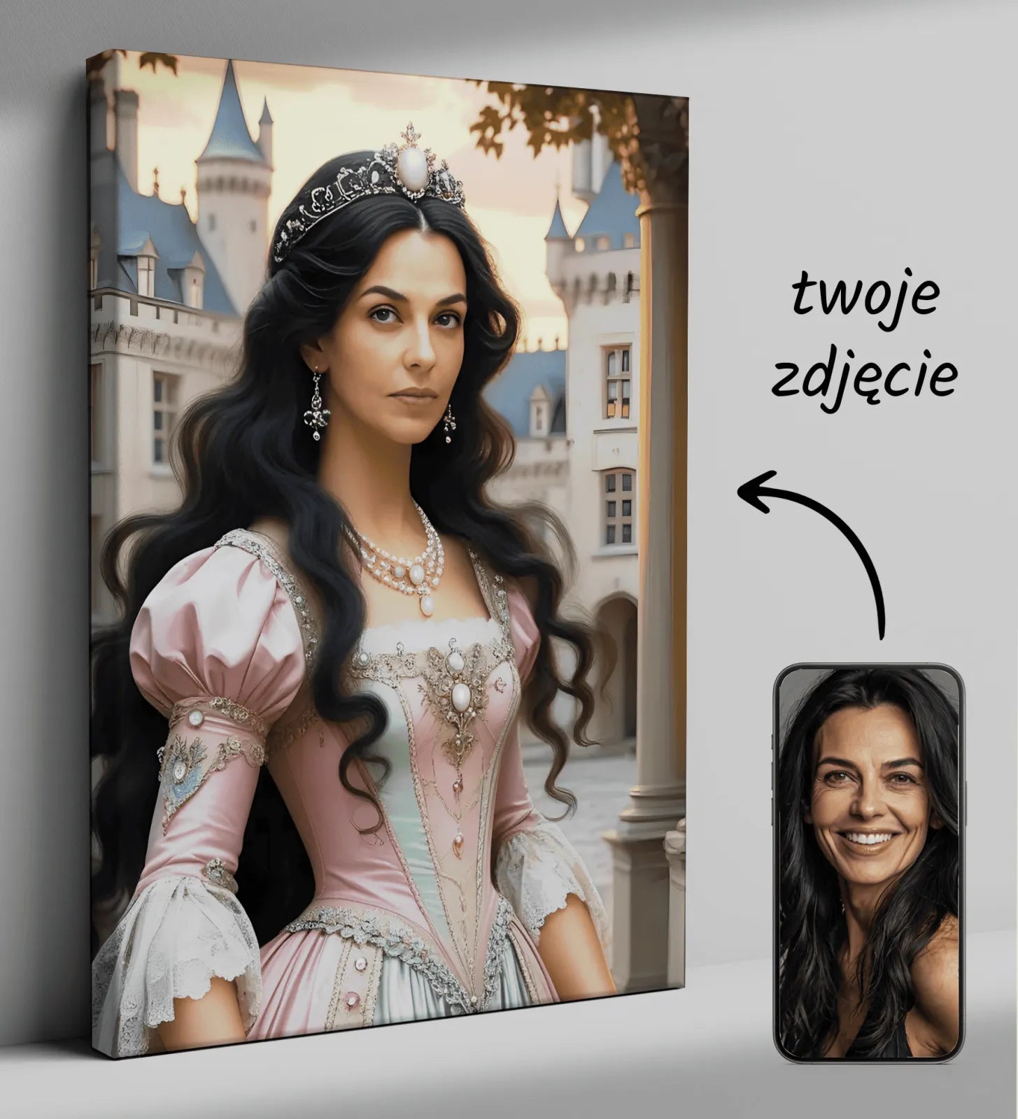 Personalizowany portret księżniczki na płótnie Księżniczka Dworu do dekoracji
