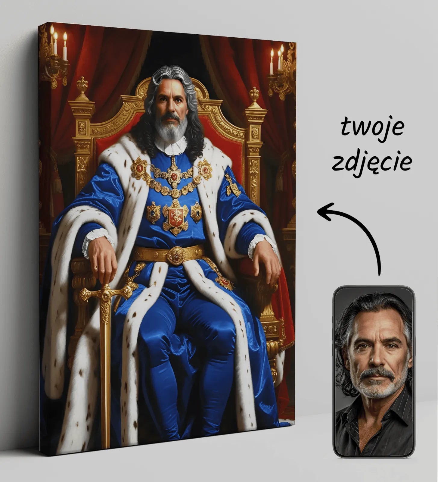 Customizowany portret królewski na płótnie Ludwik XIV Polski