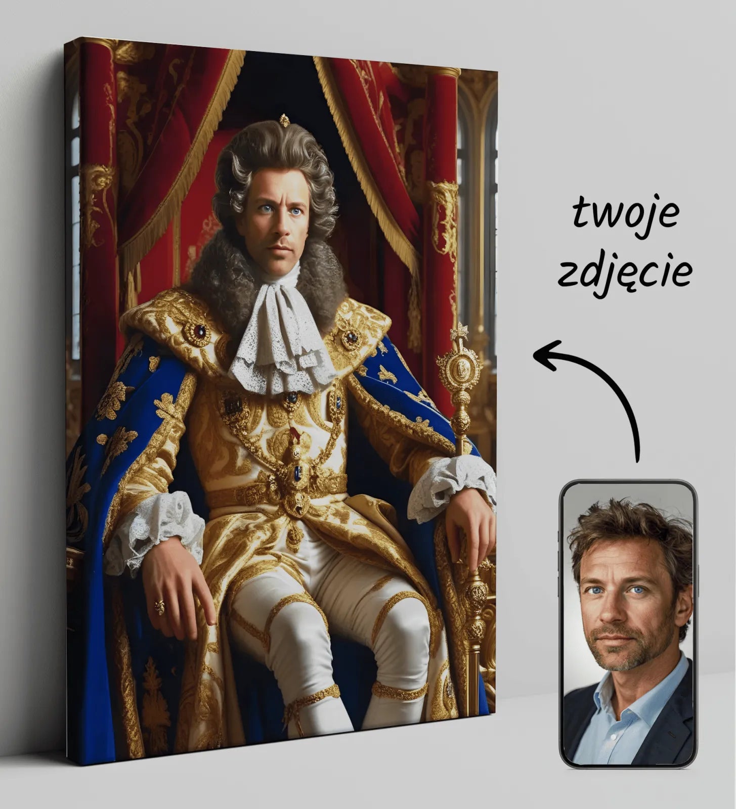 Portret królewski na płótnie Ludwika XIV w stylu barokowym