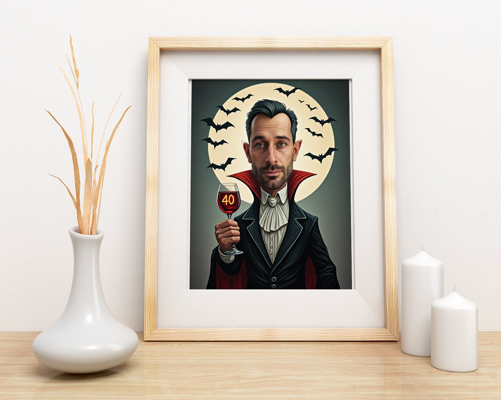 Karykatura ze zdjęcia – Wampir z kieliszkiem