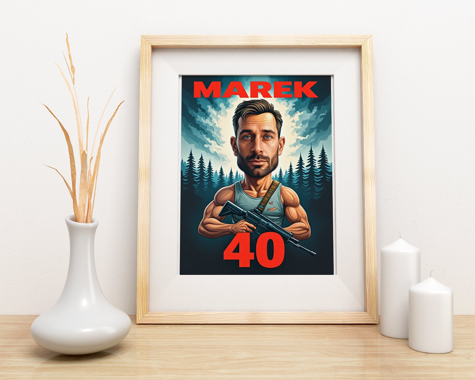 Portret karykatura Rambo ze zdjęcia