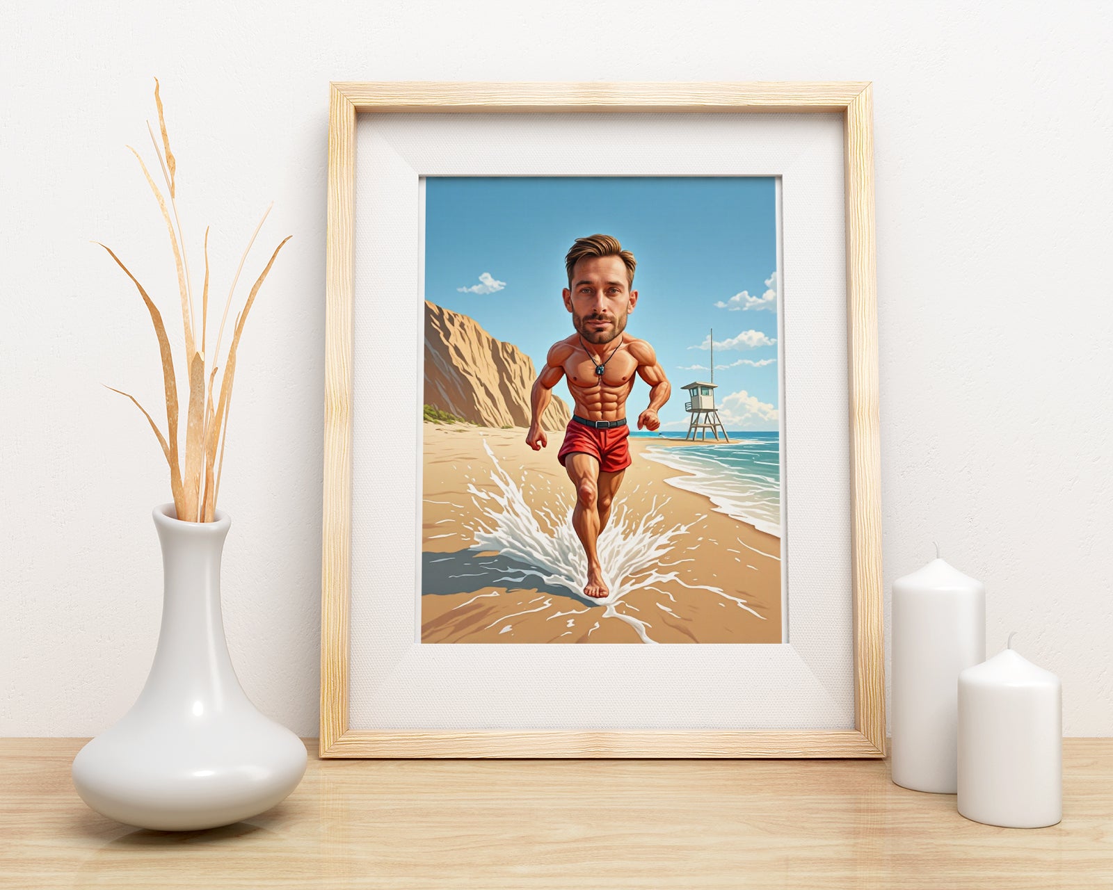 Karykatura ze zdjęcia – plażowy bohater