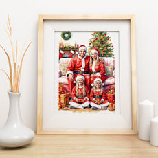 Portret rodzinny na święta – personalizowany obraz w stylu Mikołajkowym