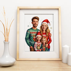Świąteczny portret rodzinny – personalizowany obraz z imionami