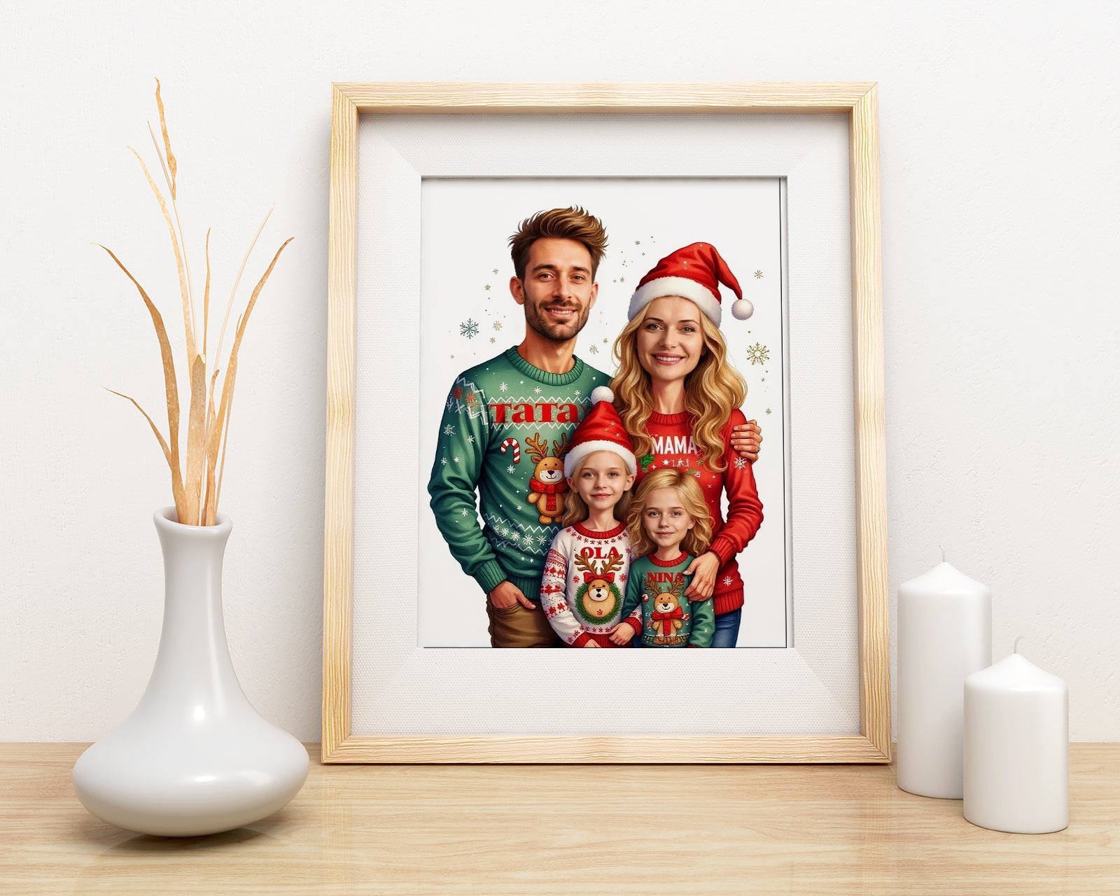 Świąteczny portret rodzinny – personalizowany obraz z imionami