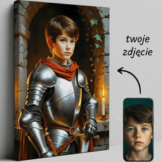 Personalizowany portret rycerza na płótnie dla dziecka Młody Rycerz