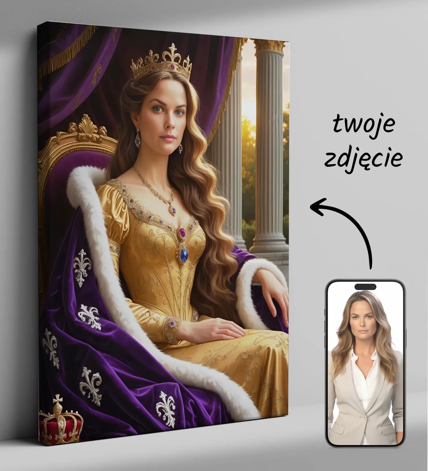 Personalizowany obraz na płótnie - Monarchini Portret Królowej w stylu królewskim